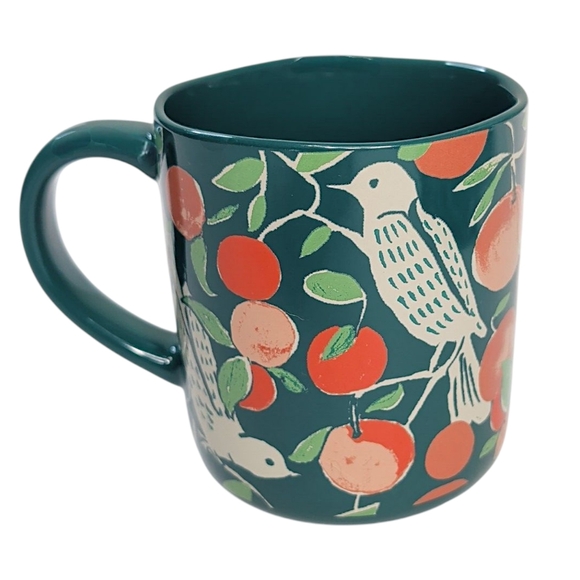 Opal House Wild & Free Mug Green Orange Birds Fruit Branches Stoneware 16 oz - Picture 2 of 7